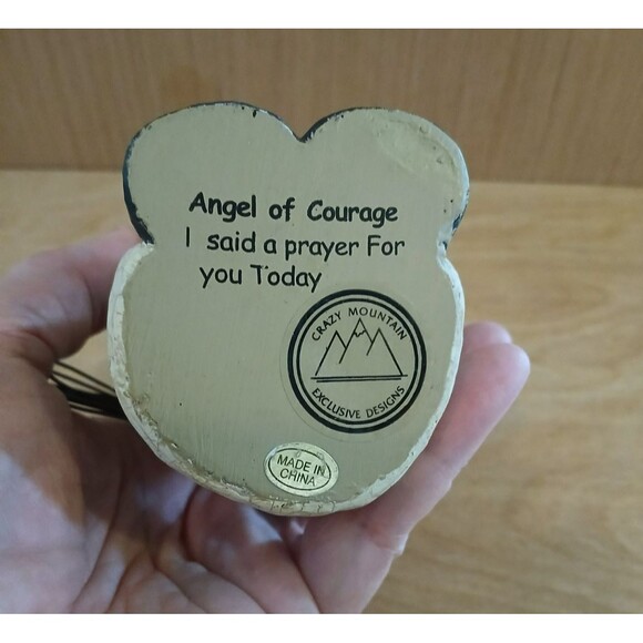Prayer Angel of Courage Holding Candle Resin Figurine "I said a prayer for you" - Picture 5 of 8